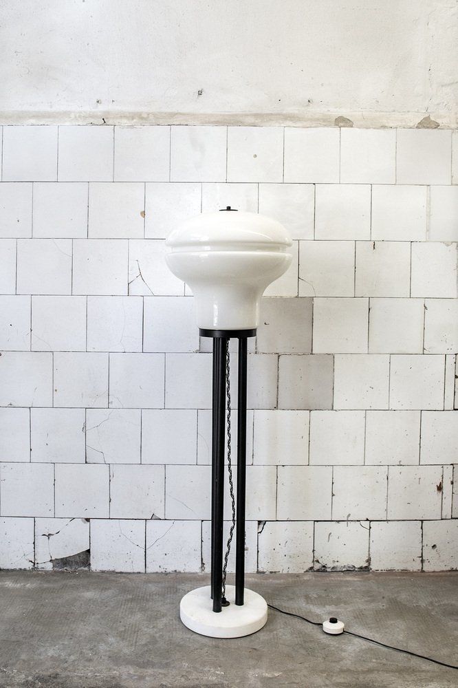 Italiaanse Vloerlamp Van Glas, Ijzer En Marmer, Jaren 1970