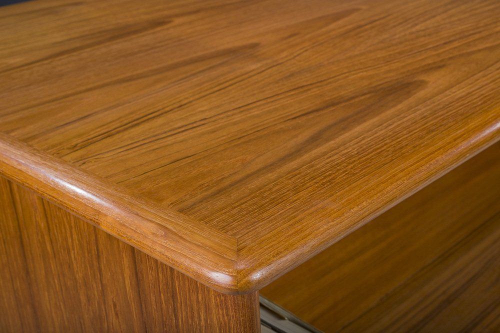 photo vintage Mid Century Danish Modern Teak Desk By Svend Madsen For Falster, 1970s