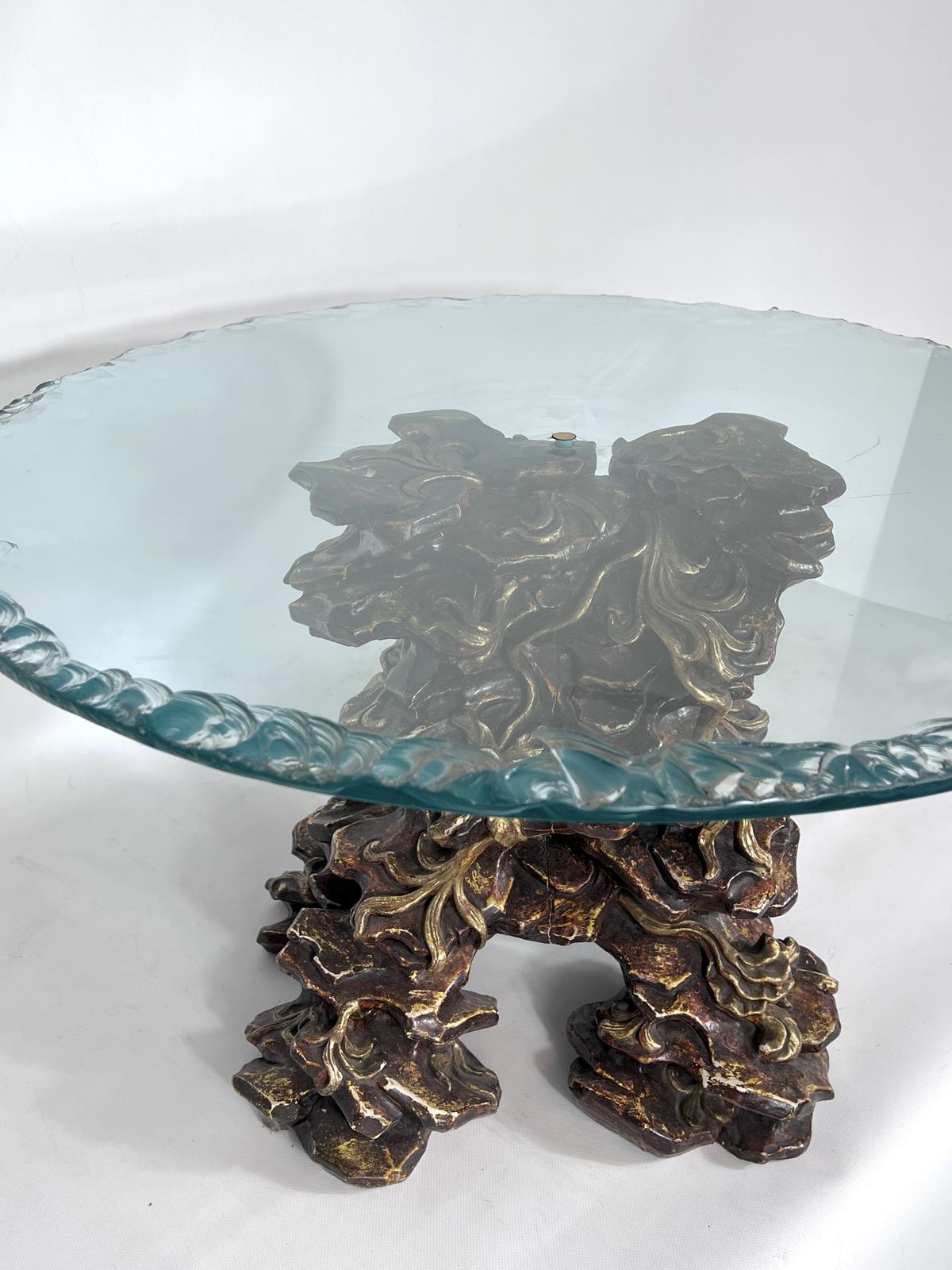 photo furniture Vintage Italian Wood And Glass Coffee Table From 70s