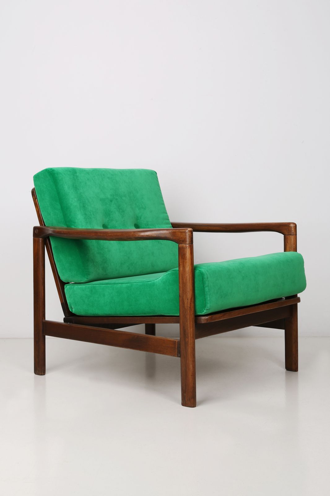 Green Velvet Armchair Designed By Zenon Baczyk, Poland, 1960s photo for sale