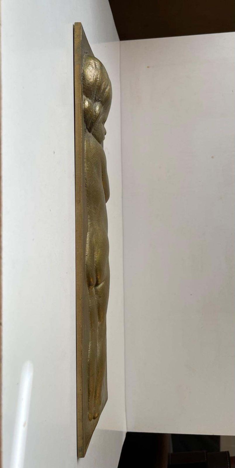 Bronze Relief Wall Plaque Of Infant Girl, Scandinavian, 1930s photo 590.0