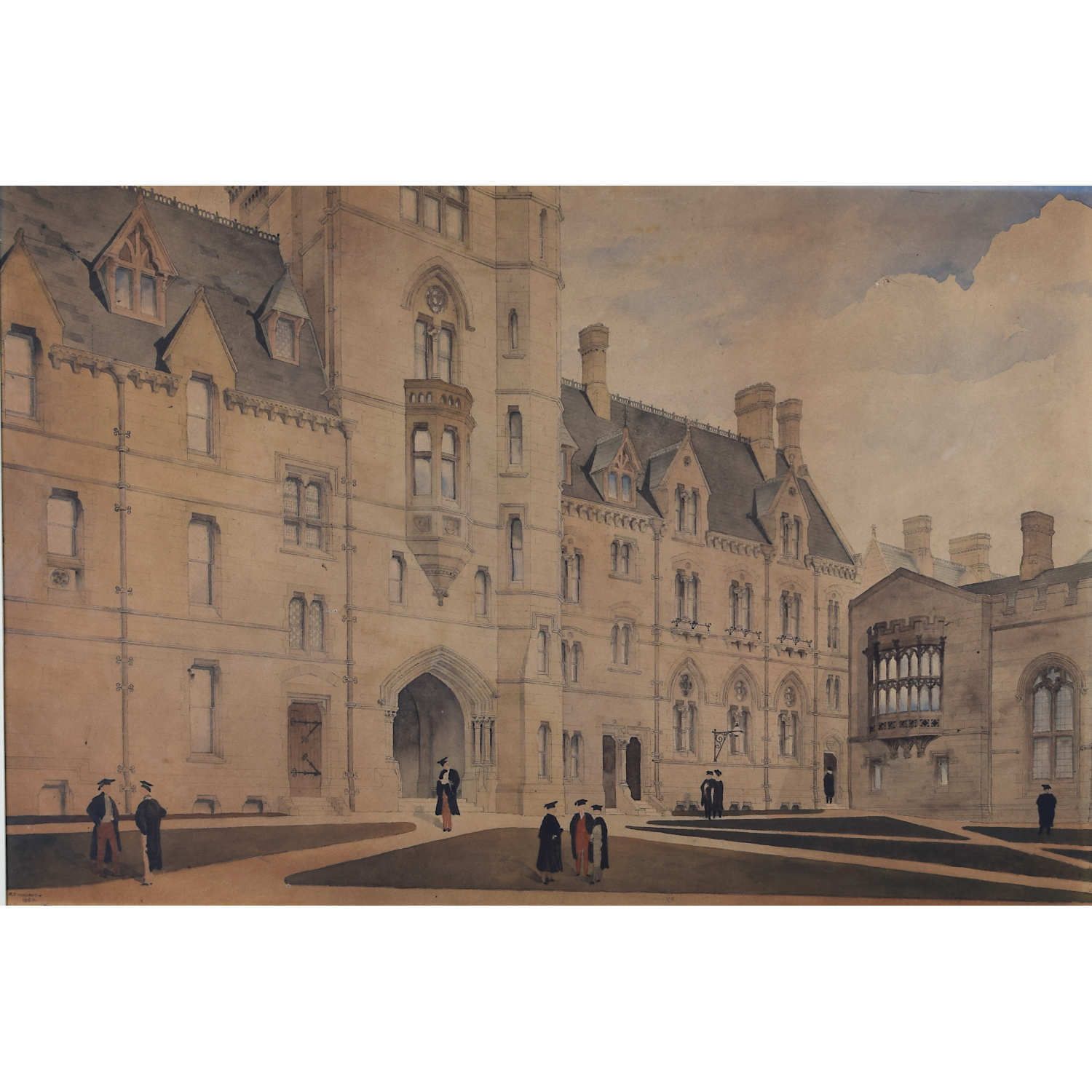 F F Hoyland Balliol College Oxford Watercolour 1880