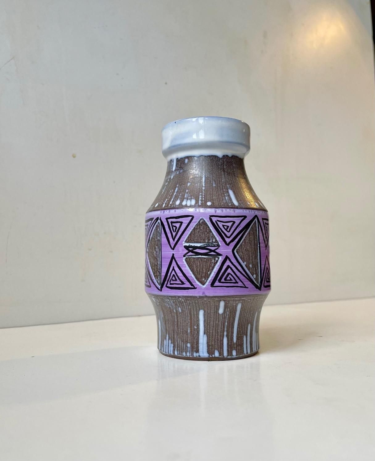 Glazed Purple Pottery Vase From Laholm Sweden, 1960s photo furniture