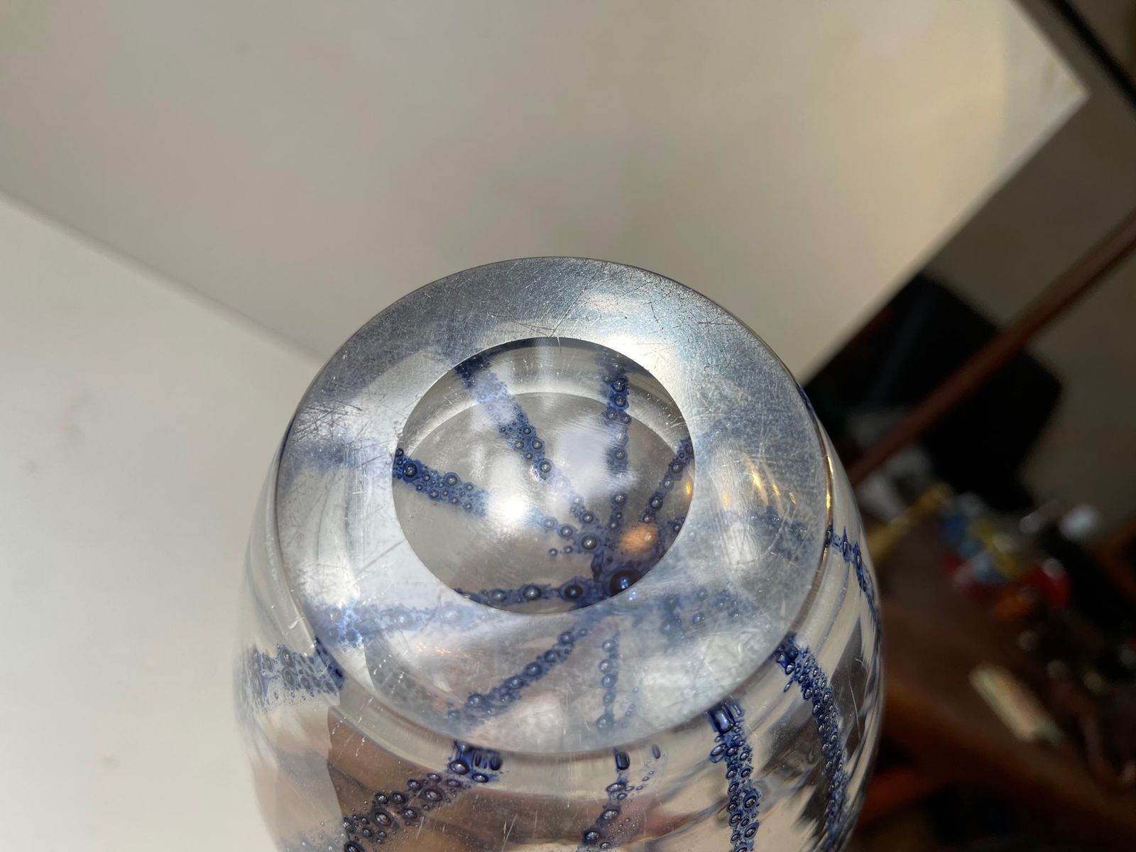 Murano Glass Vase With Blue Stripes Attributed To Barovier & Toso photo Home Decor