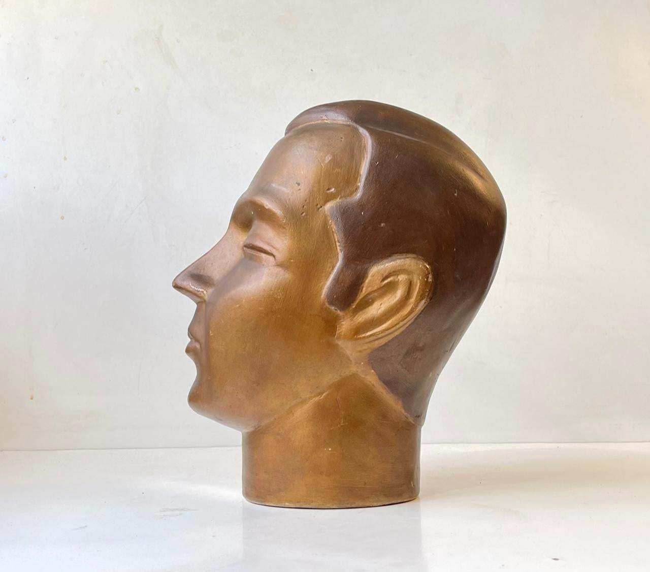 French Male Mannequin Head, Hat Stand, 1930s photo Art