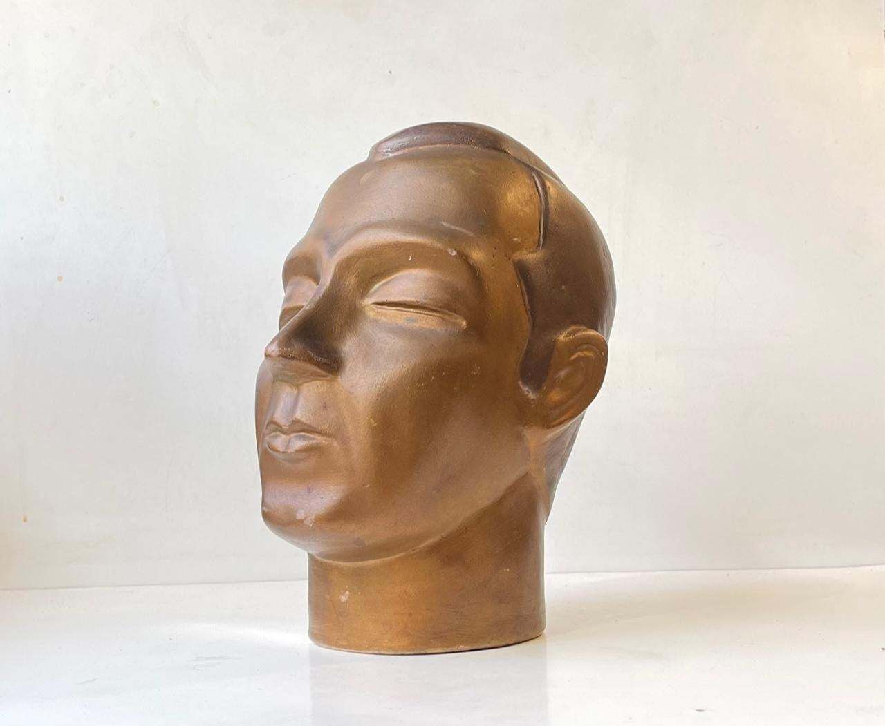 French Male Mannequin Head, Hat Stand, 1930s photo 693.0