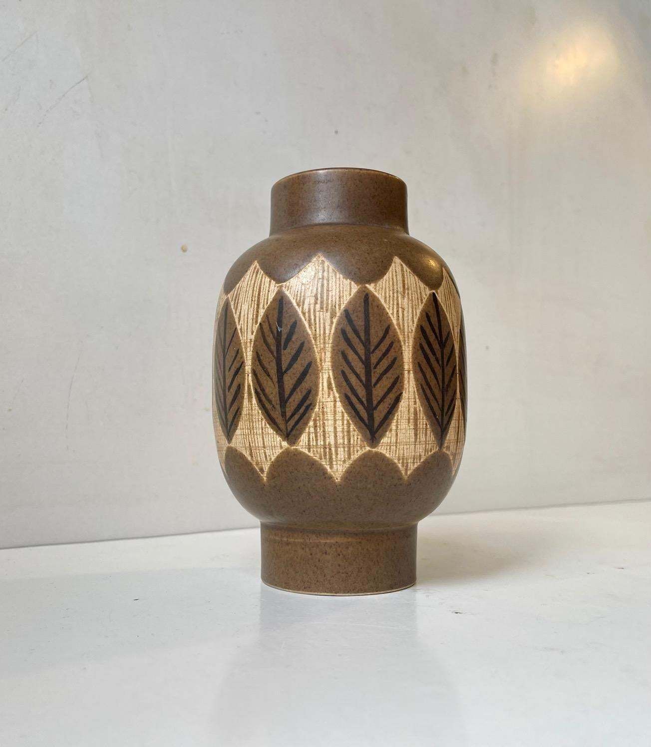 Jacob Siv Ceramic Vase With Leaves For Syco Sweden, 1970s photo furniture