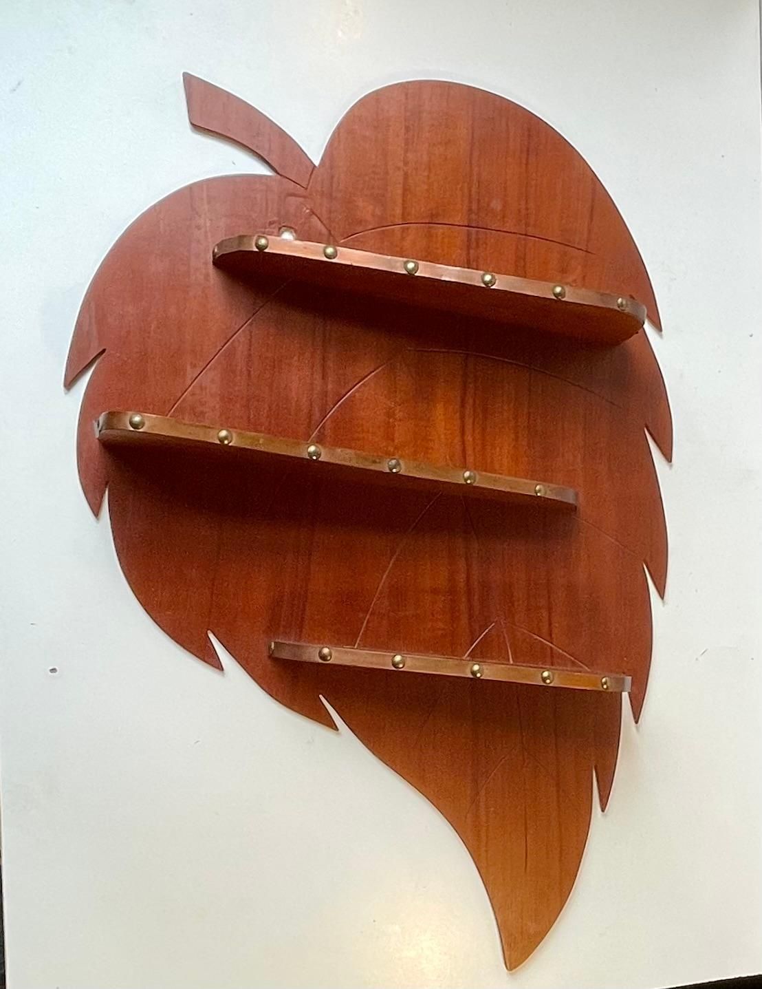 Danish Mid Century Leaf Spice Rack In Teak And Copper, 1960s photo buy