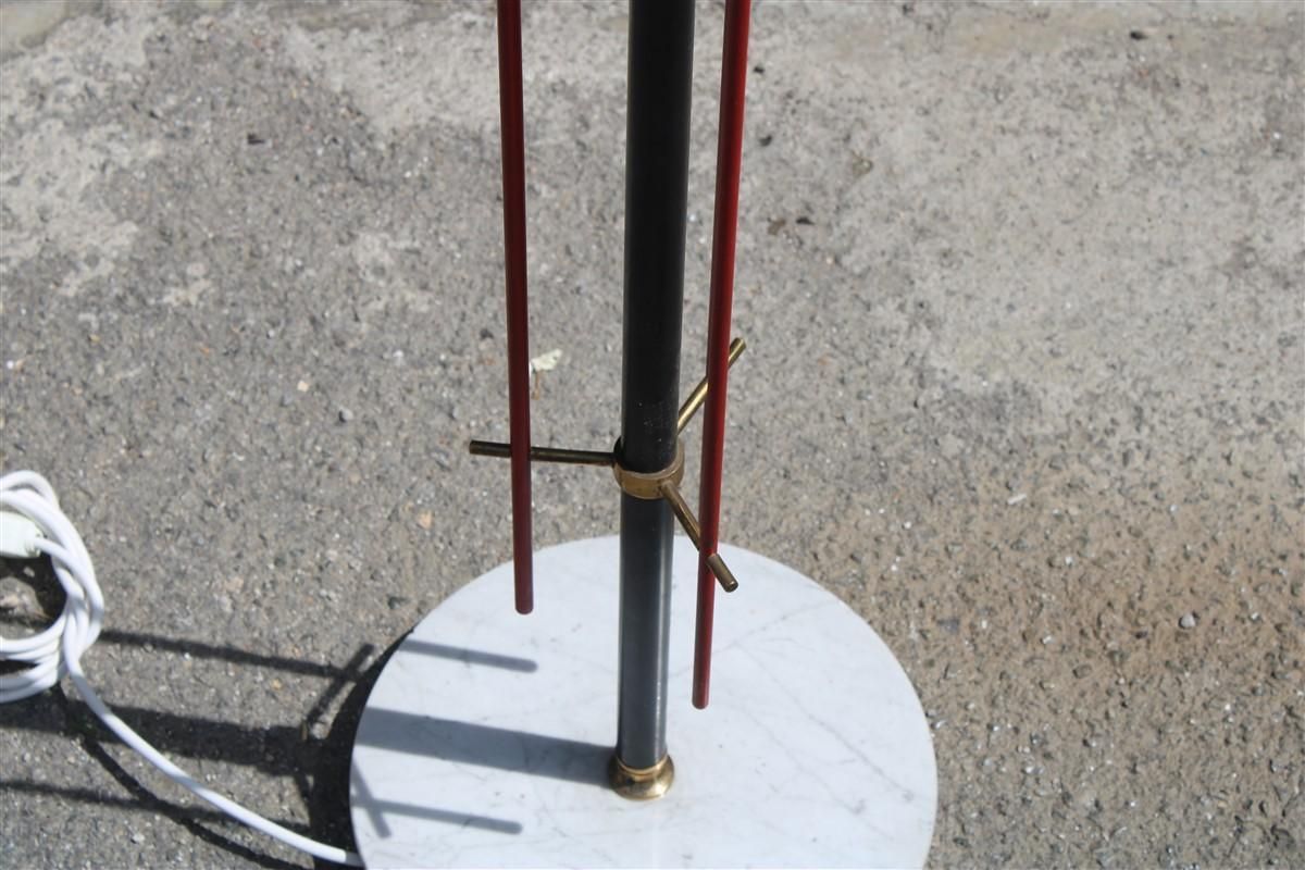 Mid Century Italian Floor Lamp Brass Glass And Plexiglass Red Parts 1950s Stilux photo Lighting