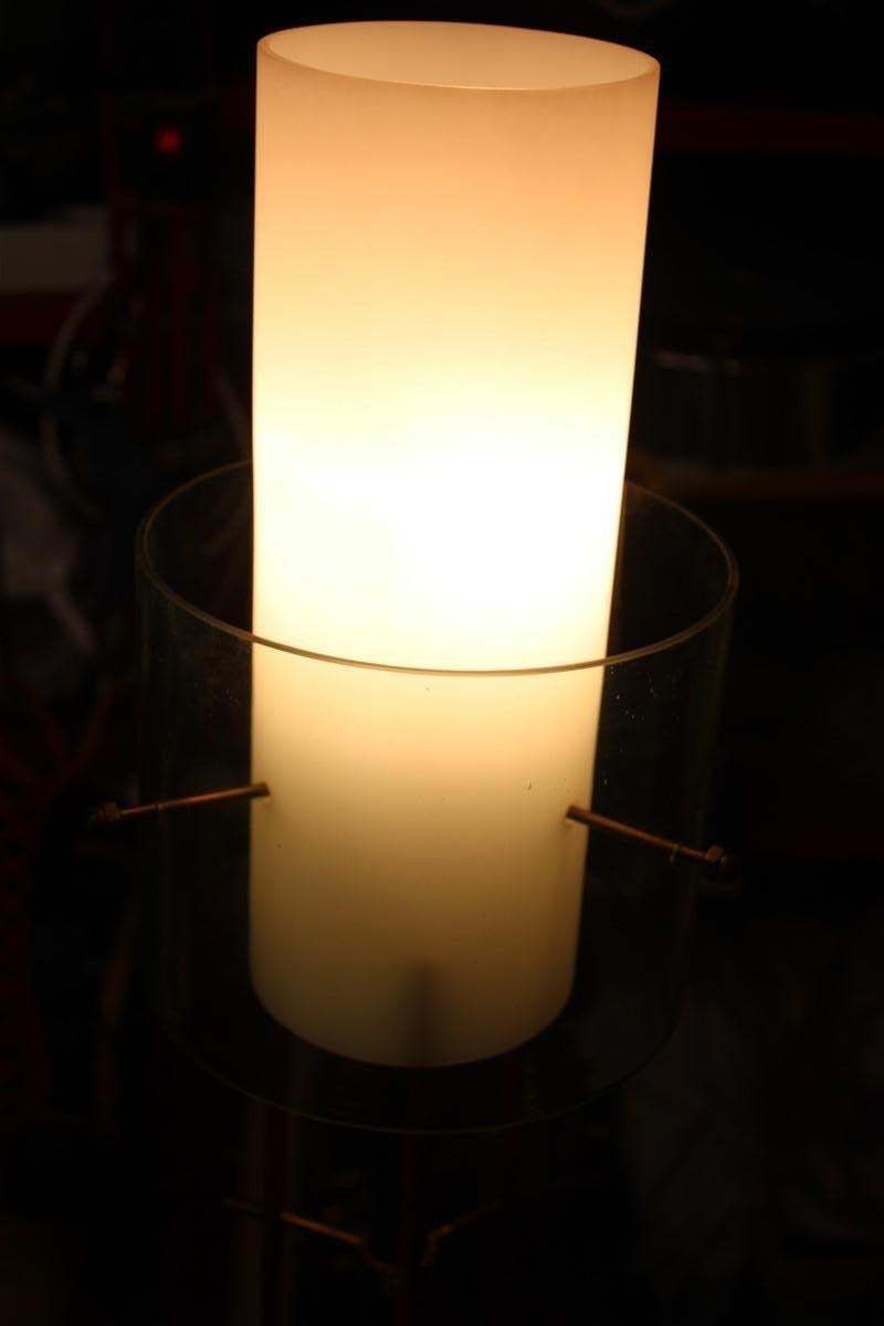 1929.0 Mid Century Italian Floor Lamp Brass Glass And Plexiglass Red Parts 1950s Stilux photo