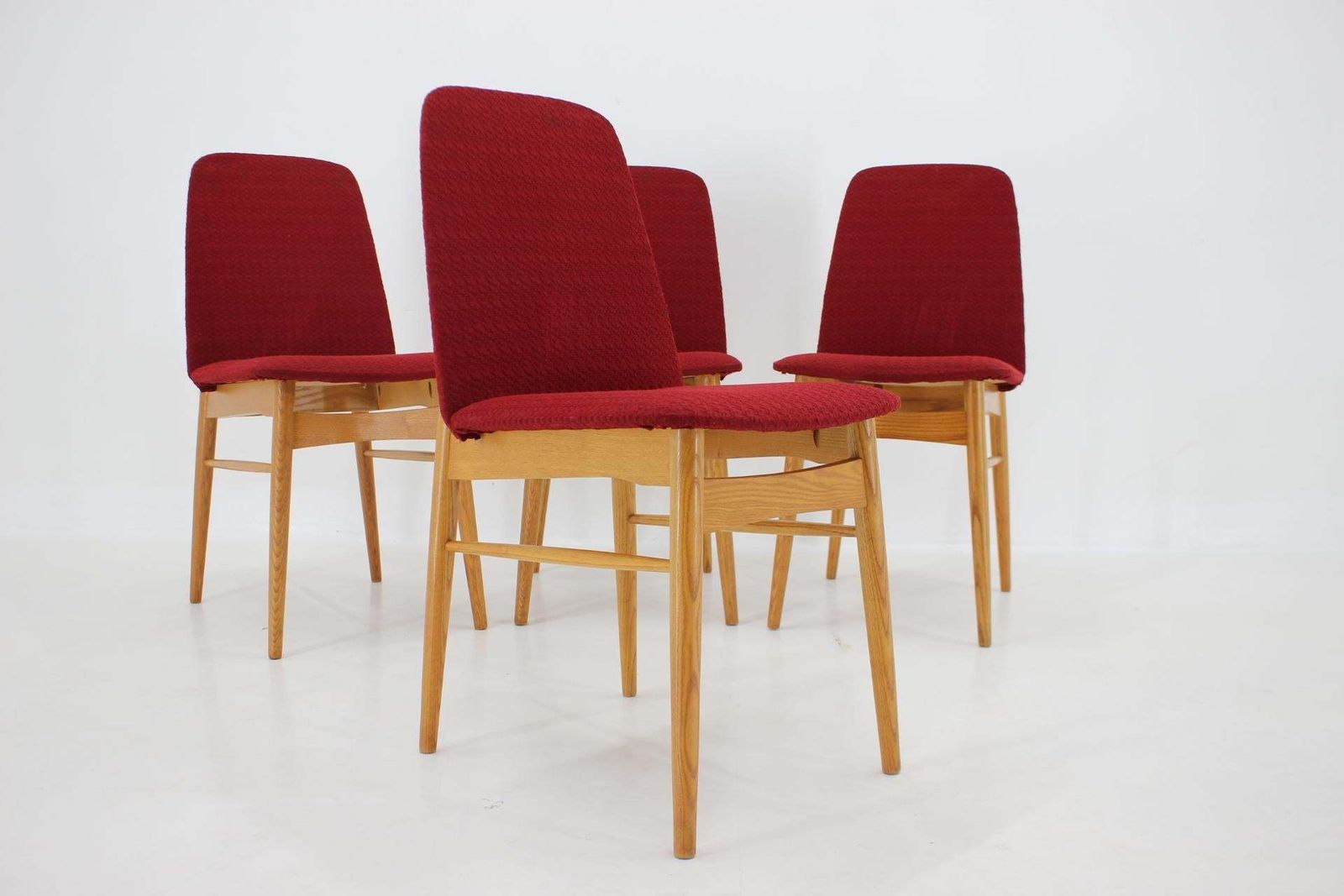 Furniture 1960s Set Of Four Elm Dining Chairs,Czechoslovakia photo