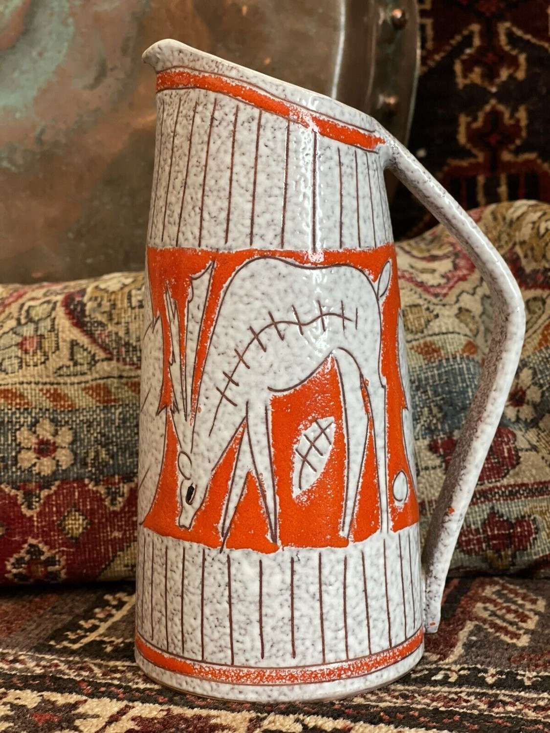 Fratelli Fanciullacci Vase With Deer Motif Circa 1950 photo for sale