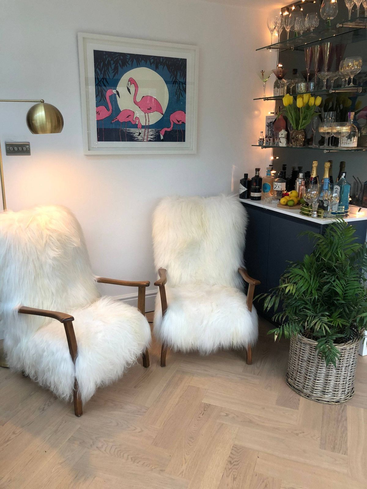 Sheepskin Icelandic, Luxury, White Fur, Genuine Mid Century Chair photo 1750.0
