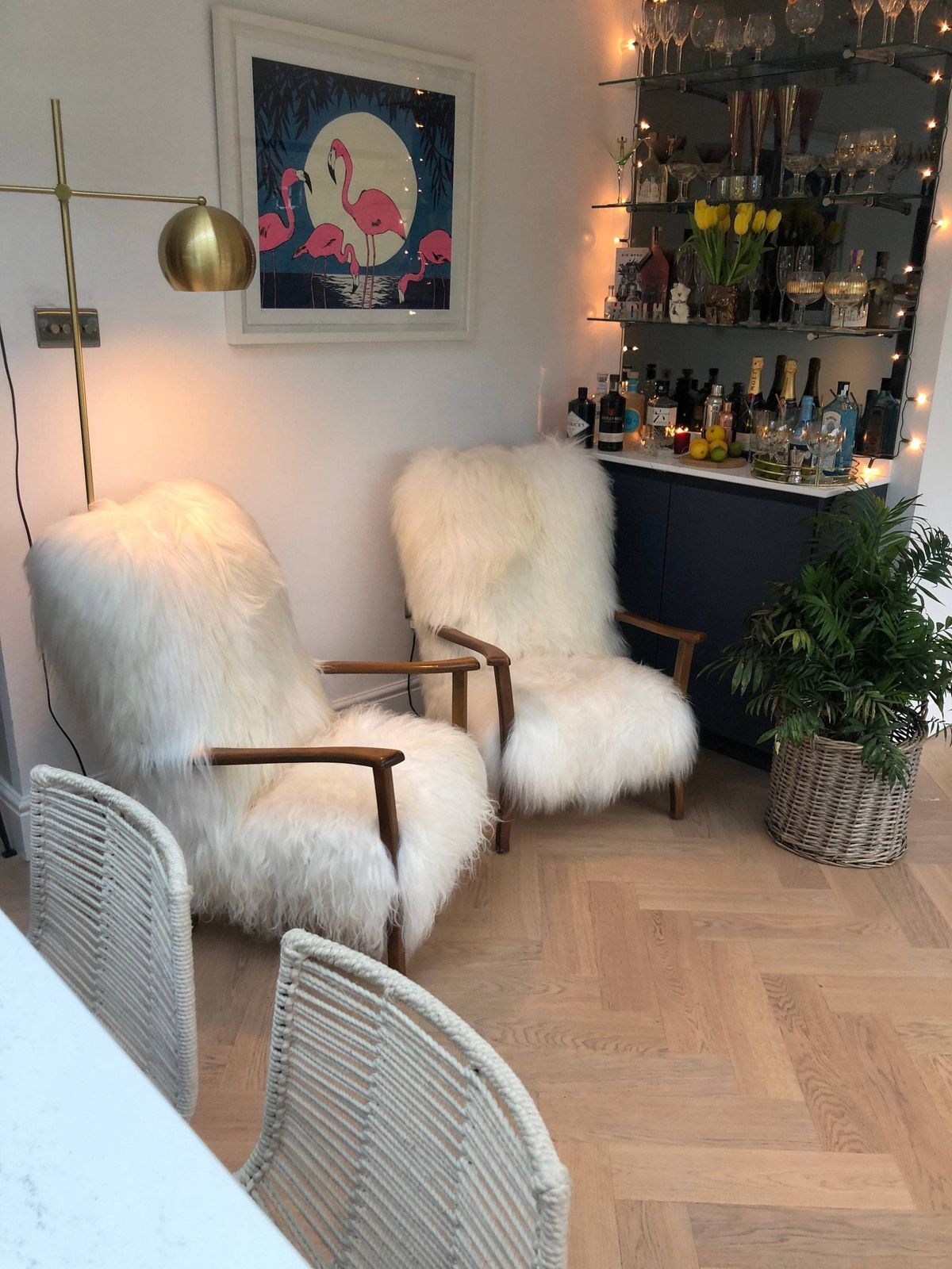 photo for sale Sheepskin Icelandic, Luxury, White Fur, Genuine Mid Century Chair
