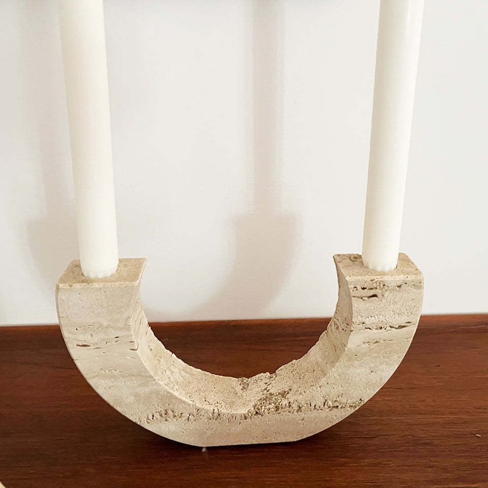 Triptych Candelabra, Lighter, Chest In Travertine F.Lli. Manelli 1970  Art photo 989.96