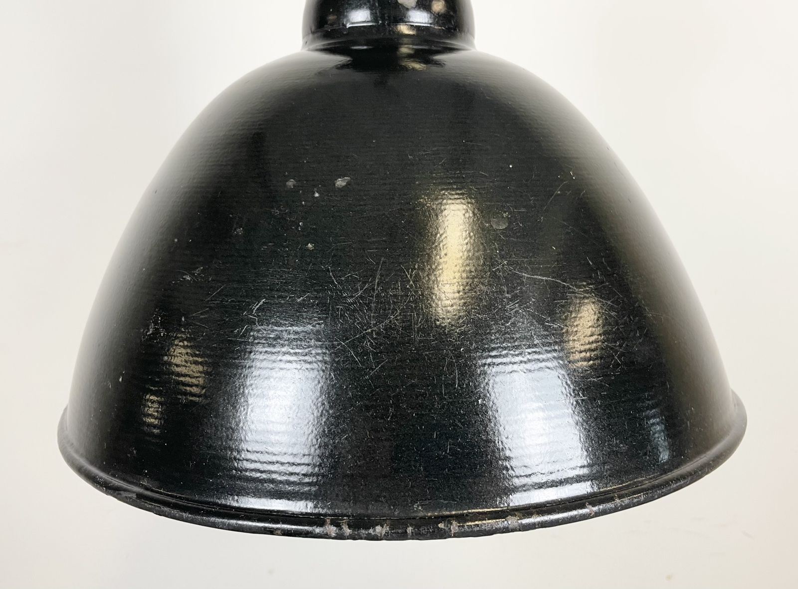 East German Black Enamel Factory Light By Lbd Veb Leuchtenbau Dresden, 1950s photo vintage