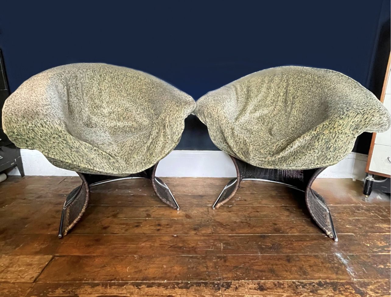 Rare Material Wicker Venus Armchairs By Pieff