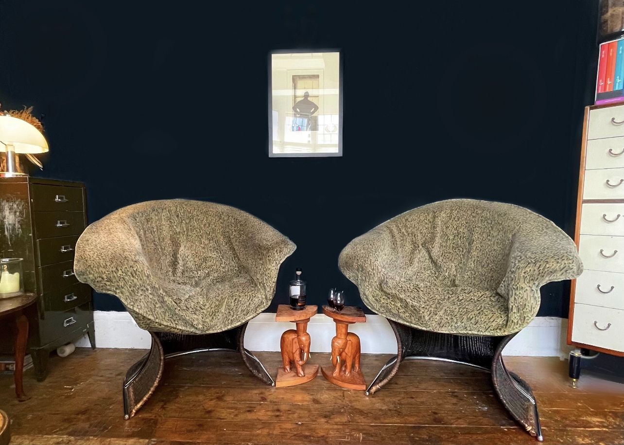 Furniture Rare Material Wicker Venus Armchairs By Pieff photo