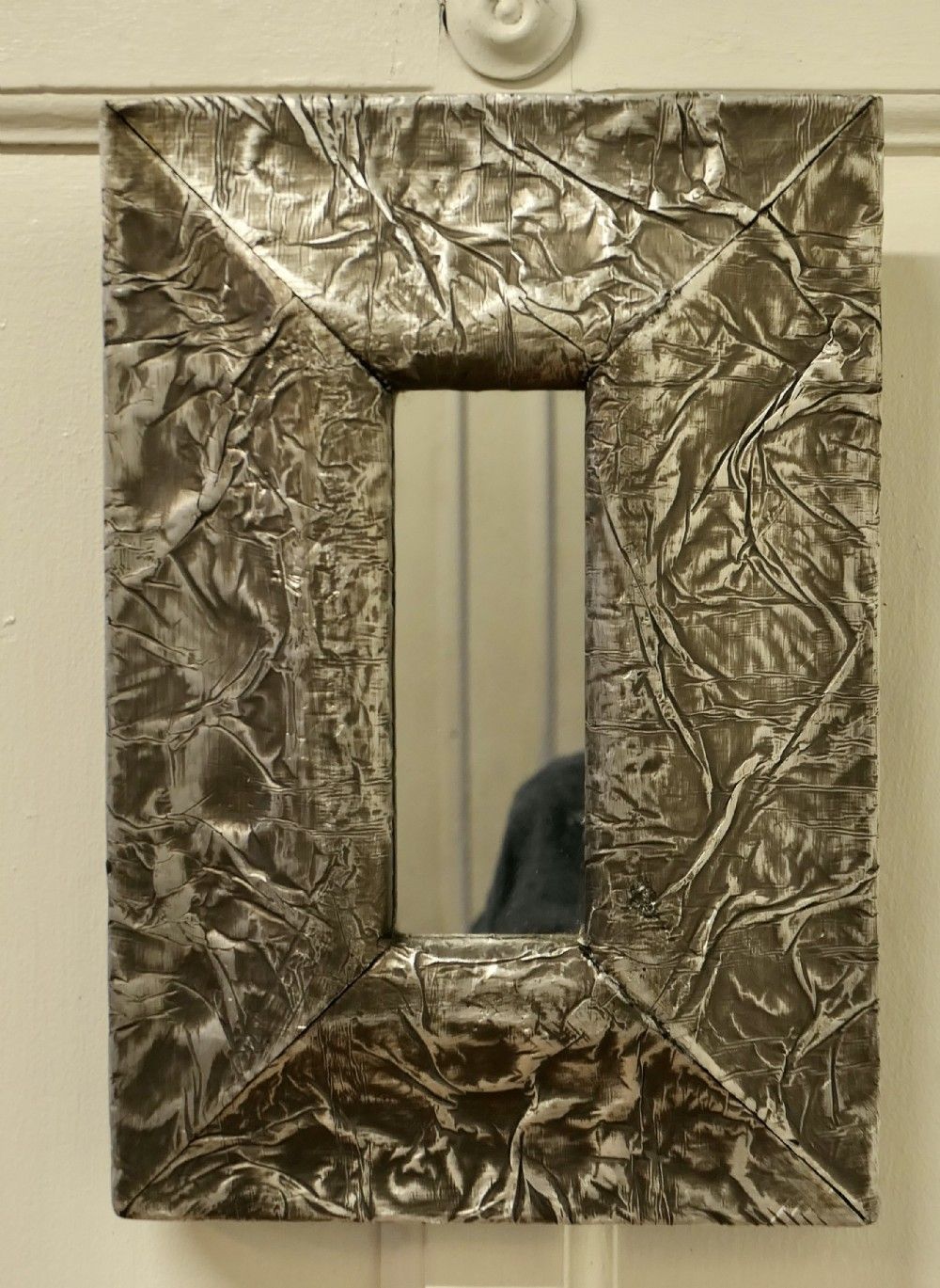 Art Nouveau Style Wall Mirror, Made In Hand Beaten Metal