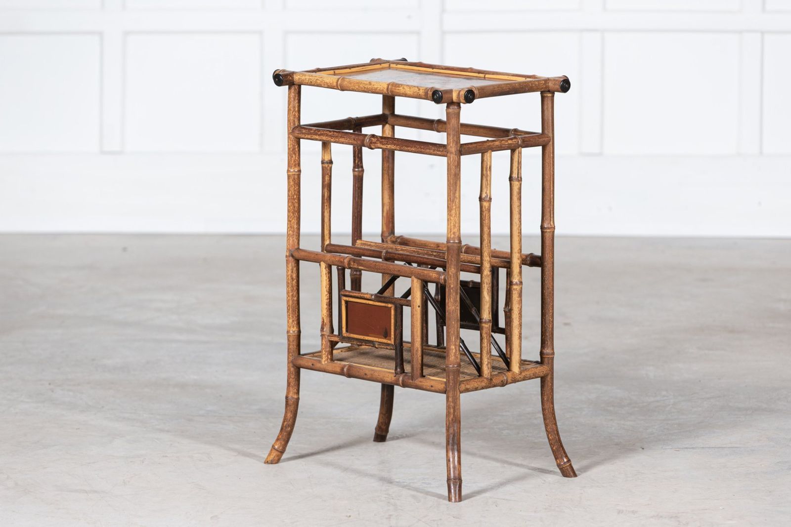 Home Decor English 19thc Bamboo Side Table Magazine Rack photo