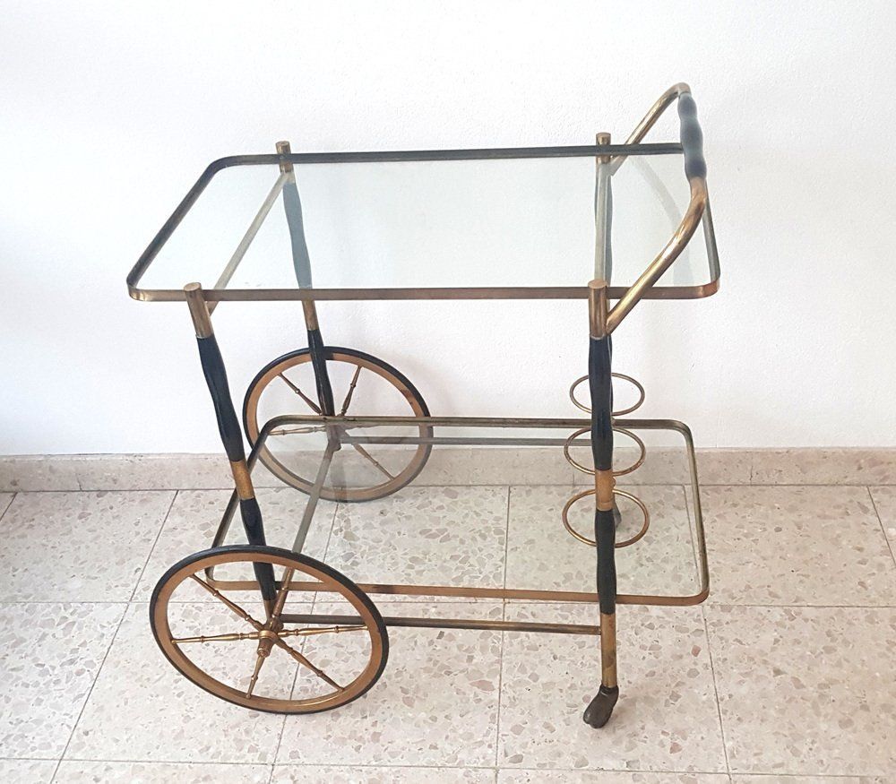 Mid Century Italian Bar Cart By Cesare Lacca, 1950s photo Furniture