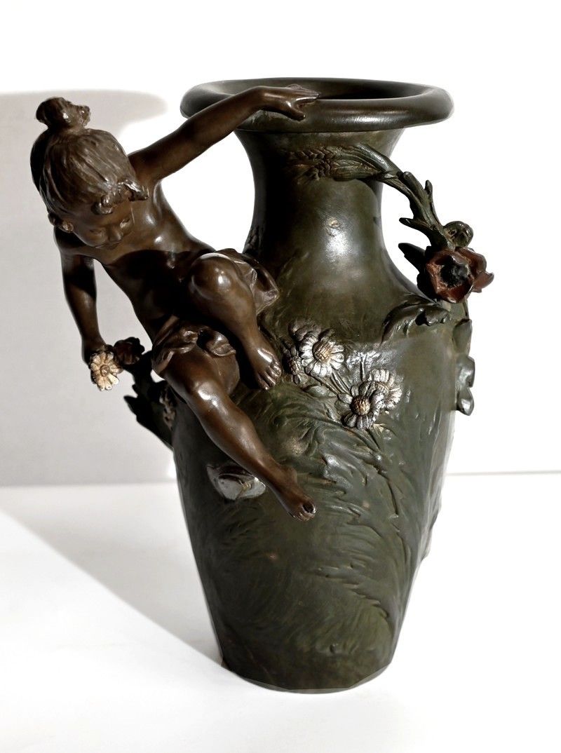 Pair Of Spelter Vases, A. Moreau – Late 19th Century photo 1452.3