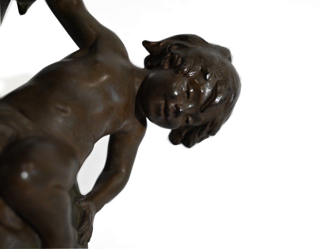 photo for sale Pair Of Spelter Vases, A. Moreau – Late 19th Century