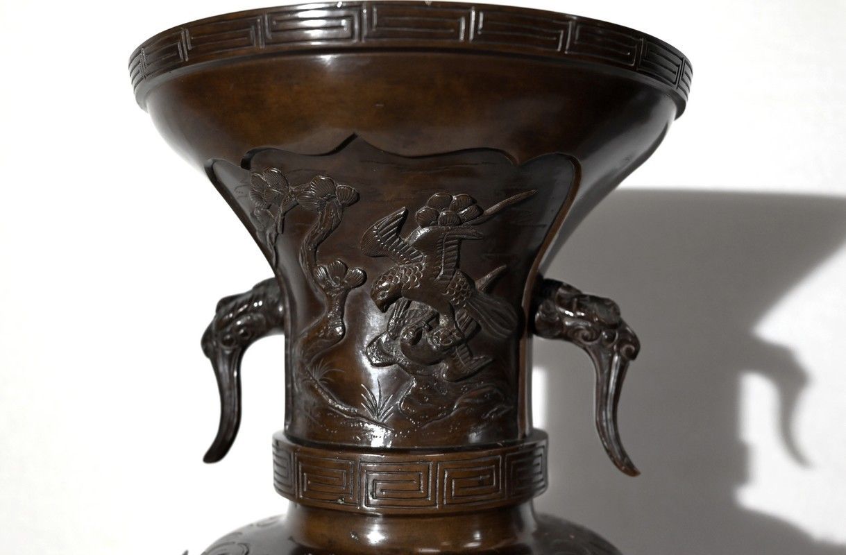 Important Pair Of Bronze Vases, Japan, 1900 photo 1339.0