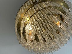 photo for sale Brass And Crystal Chandelier, Mid 20th Century