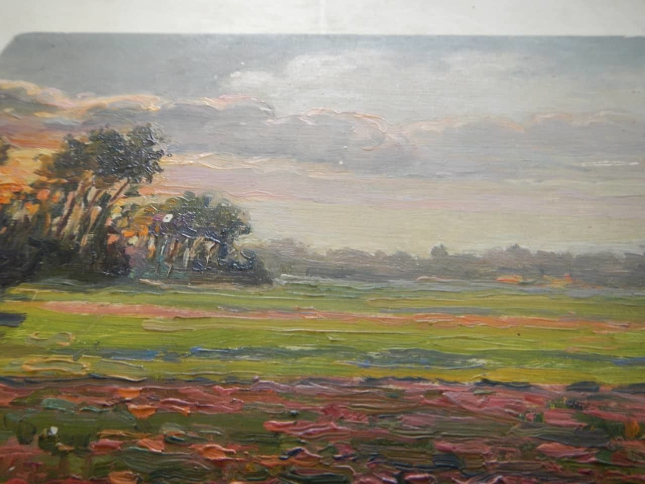 Oil Painting By Des Champs " Coucher De Soleil" photo for sale