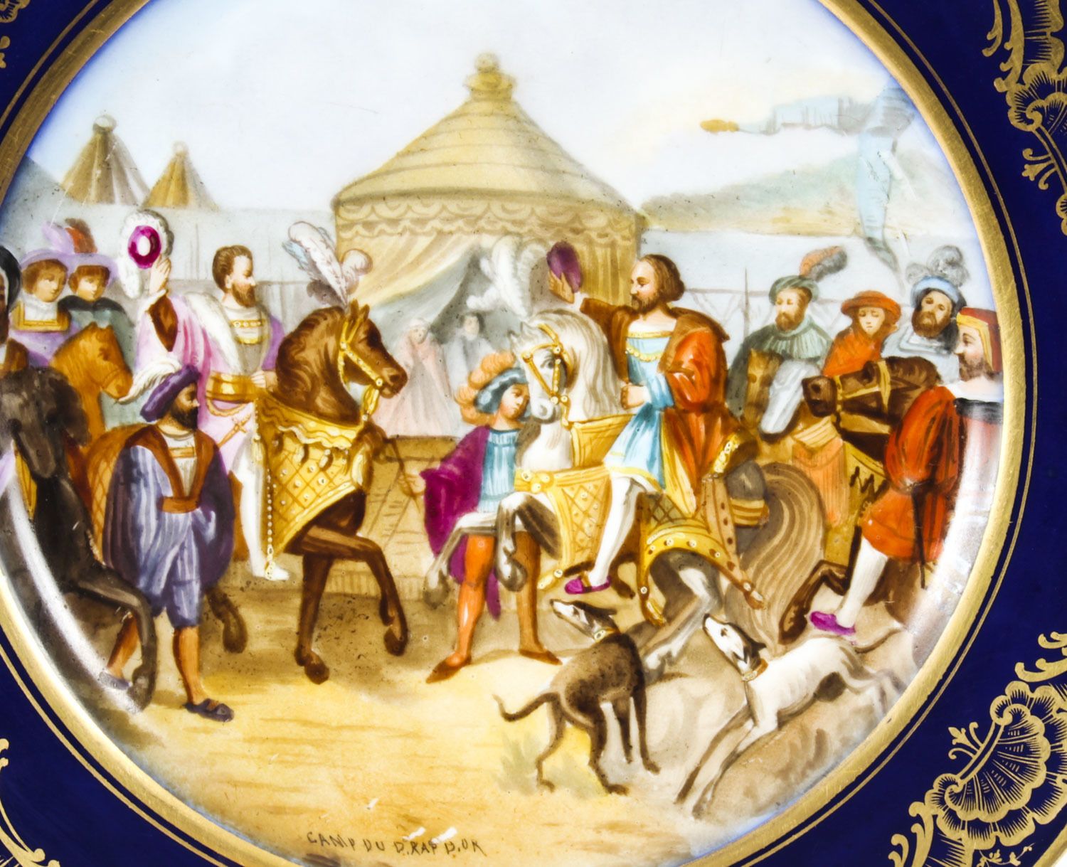 Antique French Sevres Porcelain Cabinet "Camp Du Rap"  19th Century photo for sale