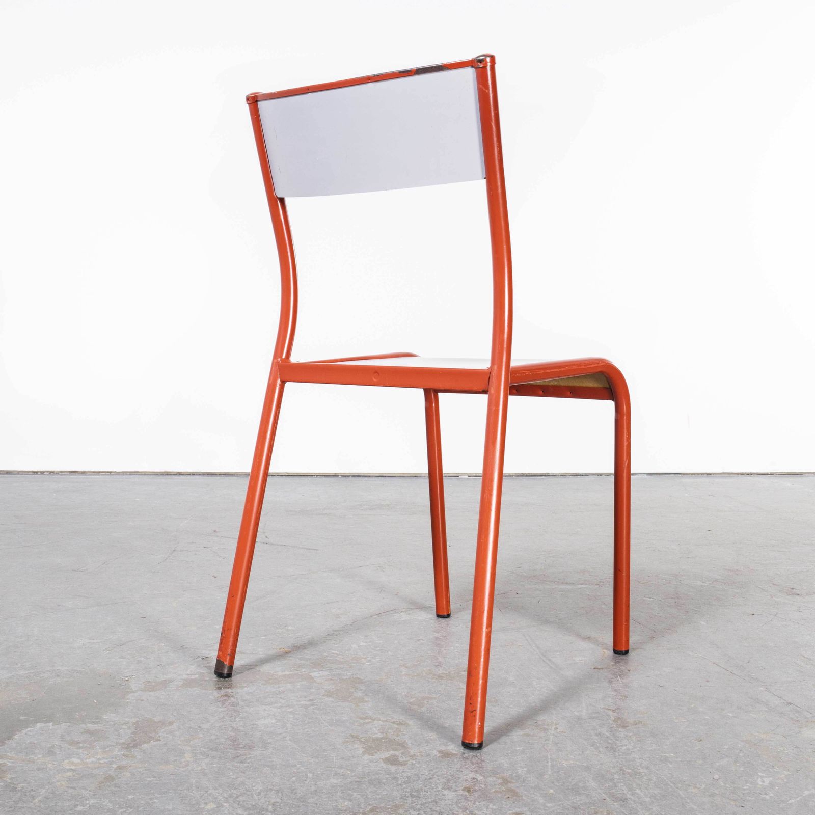 1970’s Red Mullca Stacking Dining Chair Grey Seats – Good Quantity Available photo for sale