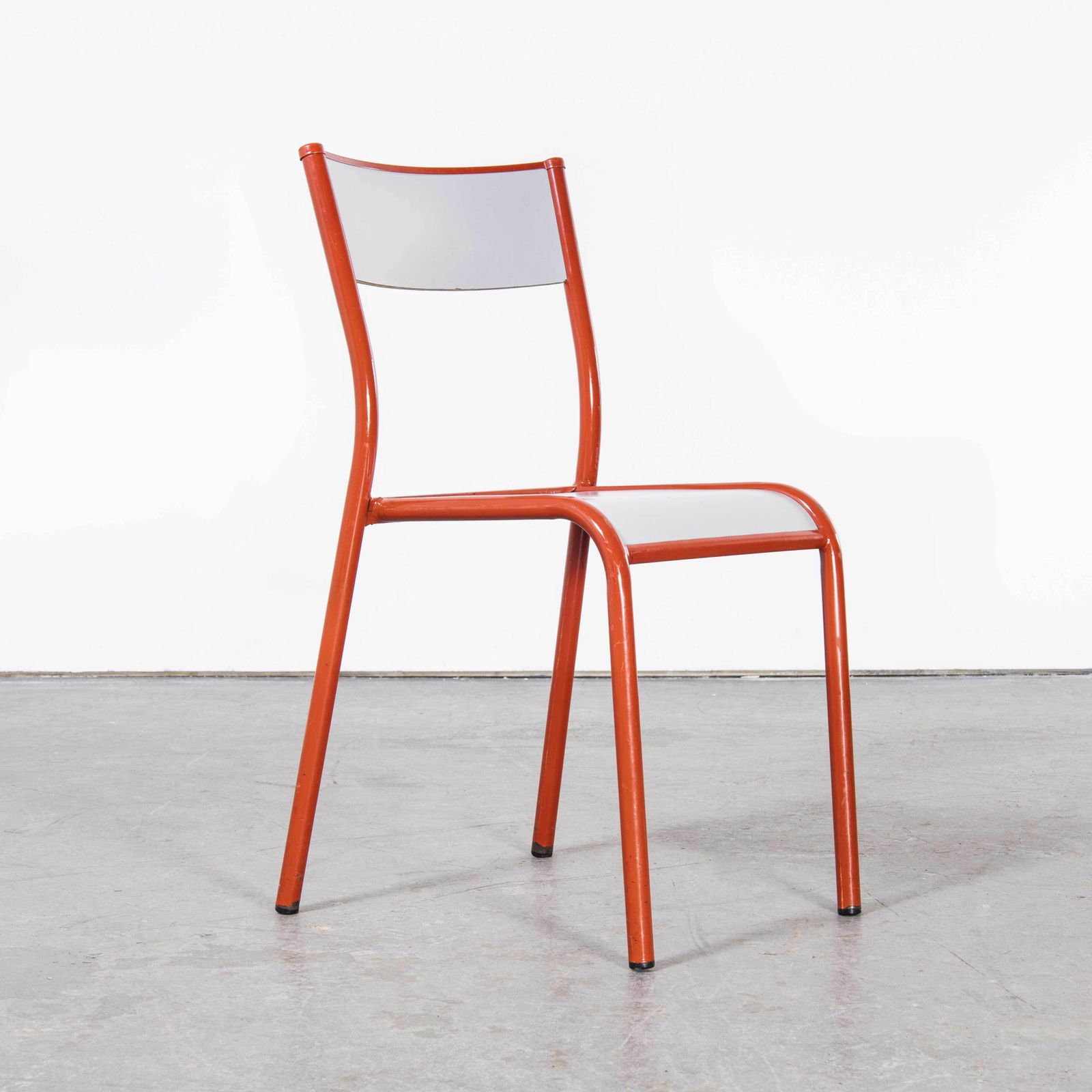 1970’s Red Mullca Stacking Dining Chair Grey Seats – Good Quantity Available photo vinterior