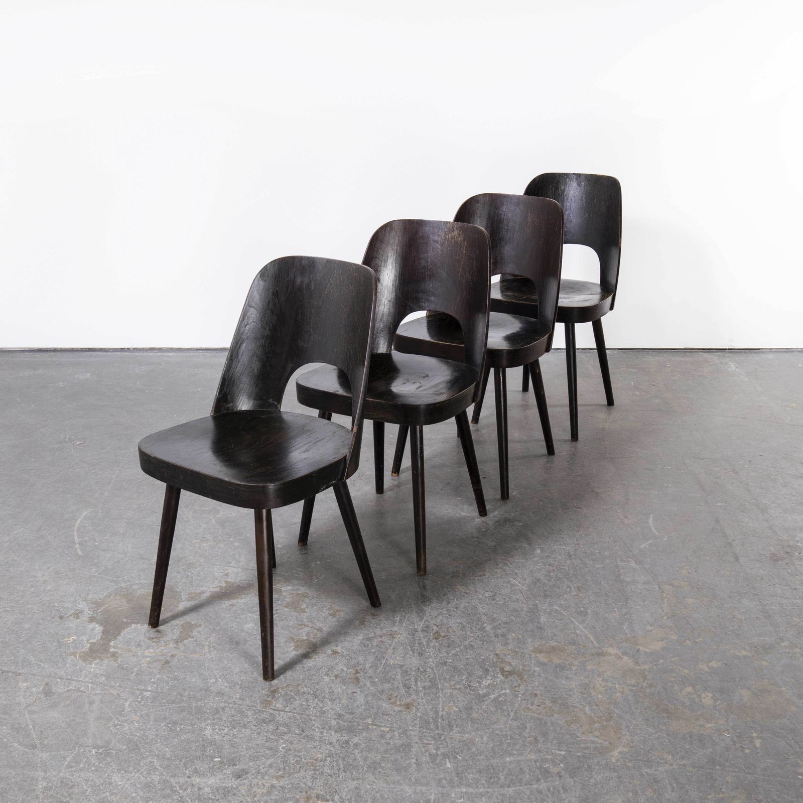 1950’s Dark Walnut Side Chair – Oswald Haerdtl Model 515 – Set Of Four photo Furniture