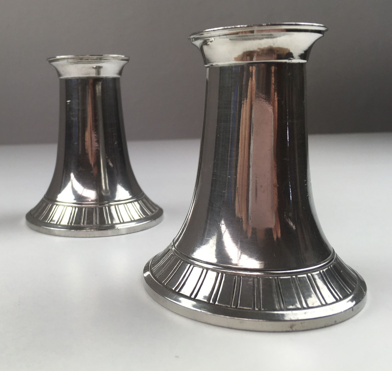 Set Of Two Danish Just Andersen Pewter Candle Holders 1940's photo furniture