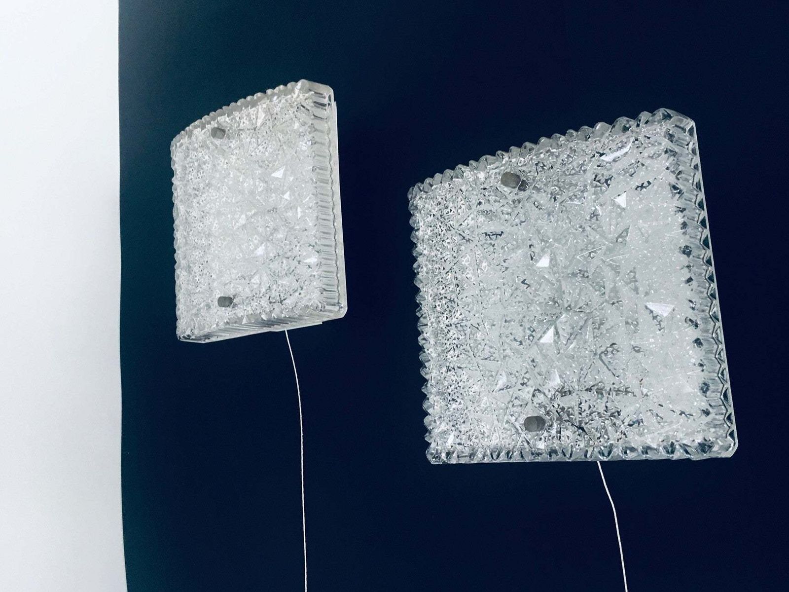 photo vinterior Midcentury Modern Design Glass Sconce Wall Lamp Set By Bur Leuchten, 1960's