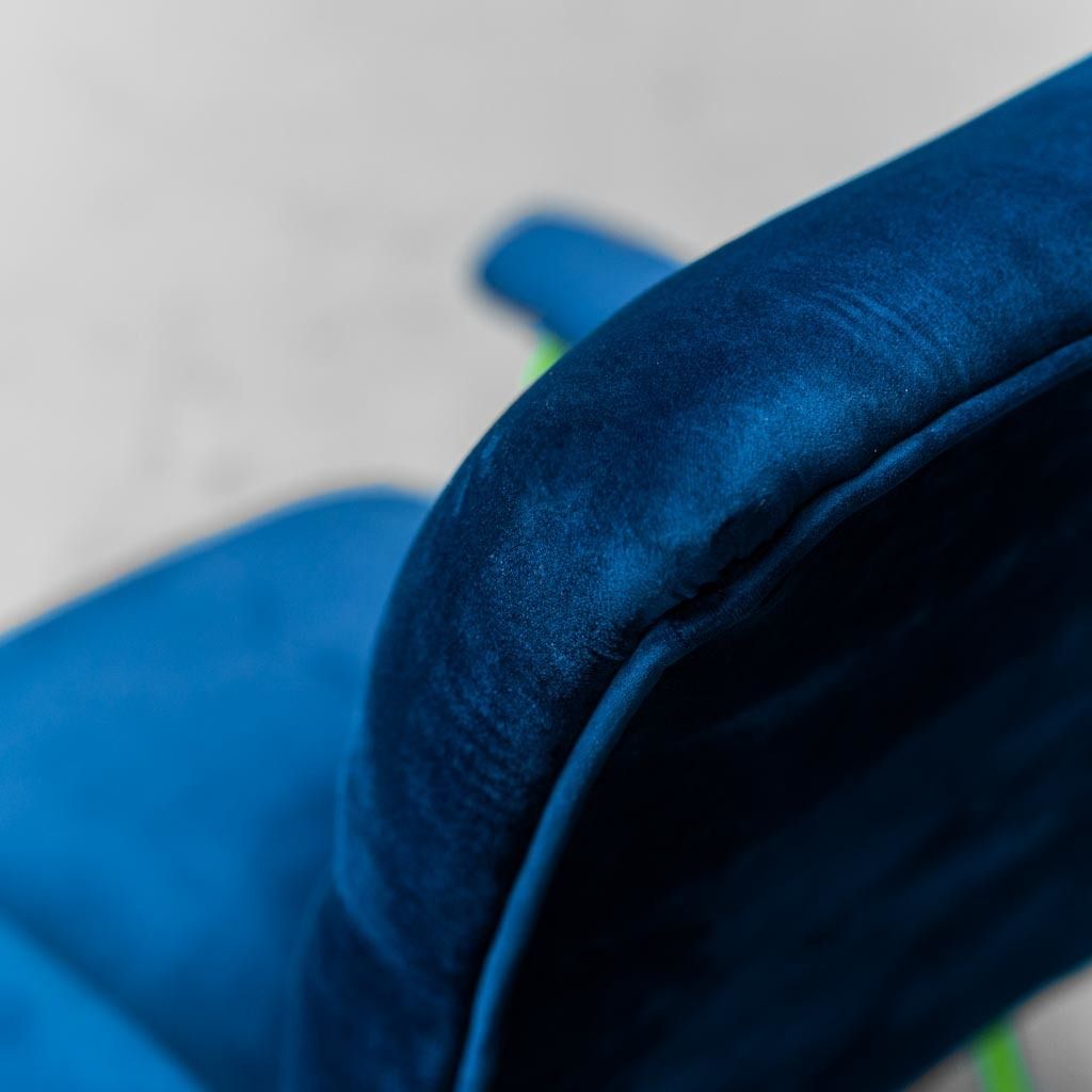 Modern Vintage 60s Blue Green Metal Velvet Armchair photo vintage
