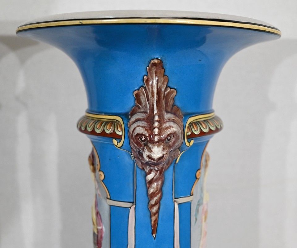 photo for sale Pair Of Vases Creil Montereau Earthenware  Mid 19th Century