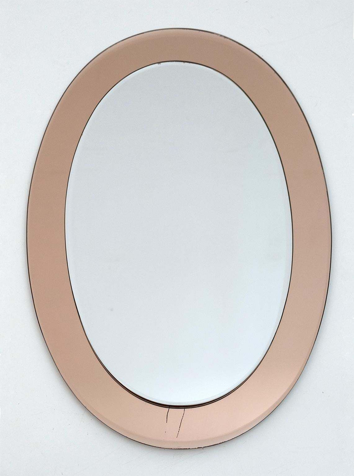 Antonio Lupi Mid Century Modern Italian Mirror By Crystal Luxor, 1960s photo for sale