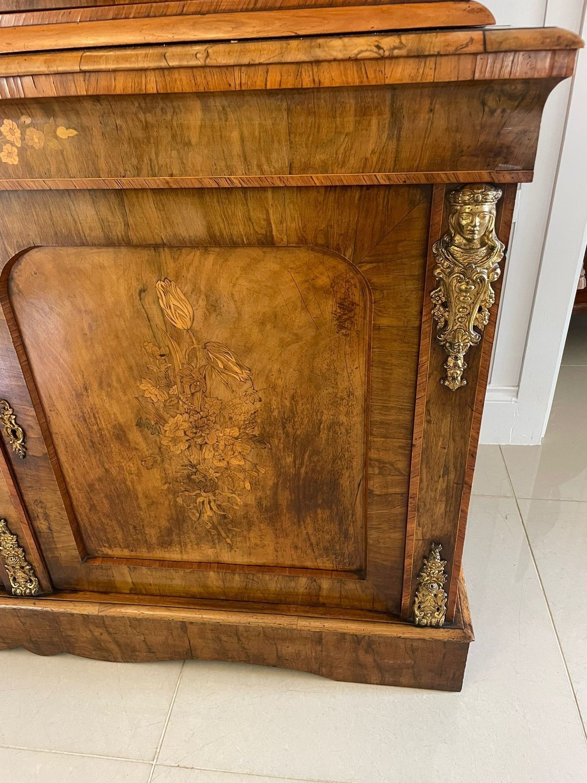 photo buy Outstanding Quality Antique Burr Walnut Marquetry Inlaid Ormolu Mounted Bookcase