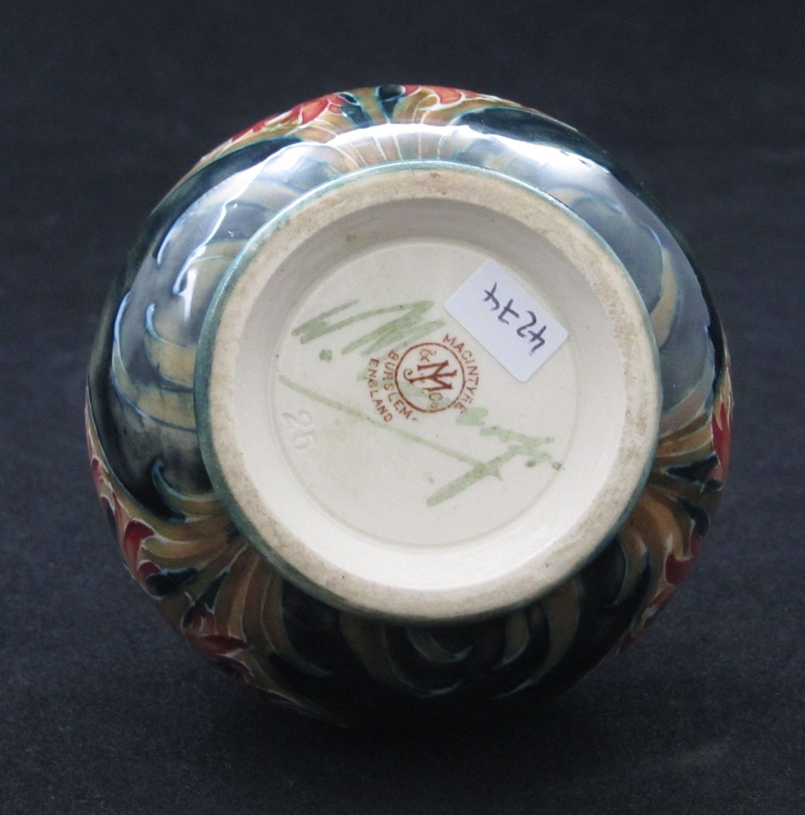 William Moorcroft Vase, 1910s, Antique photo Home Decor