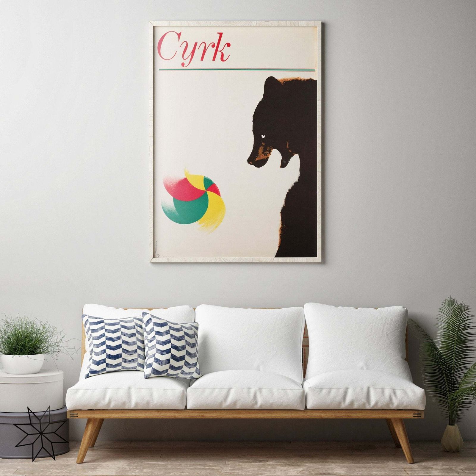 Cyrk Polish Circus Poster Bear With Ball 1965, Holdanowicz photo furniture