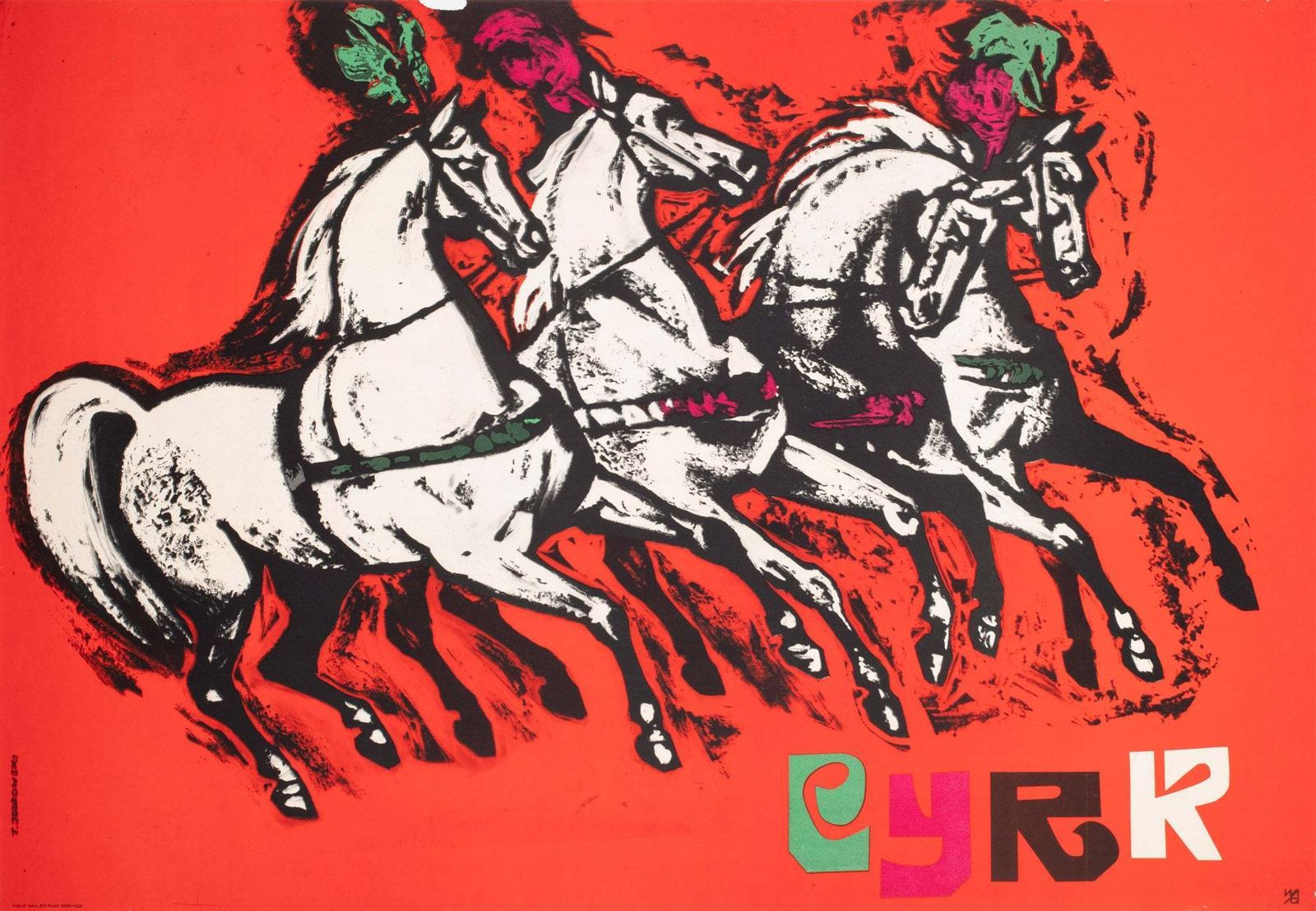 Cyrk Four Horses Of The Apocalypse 1965 Polish Circus Poster, Jodlowski