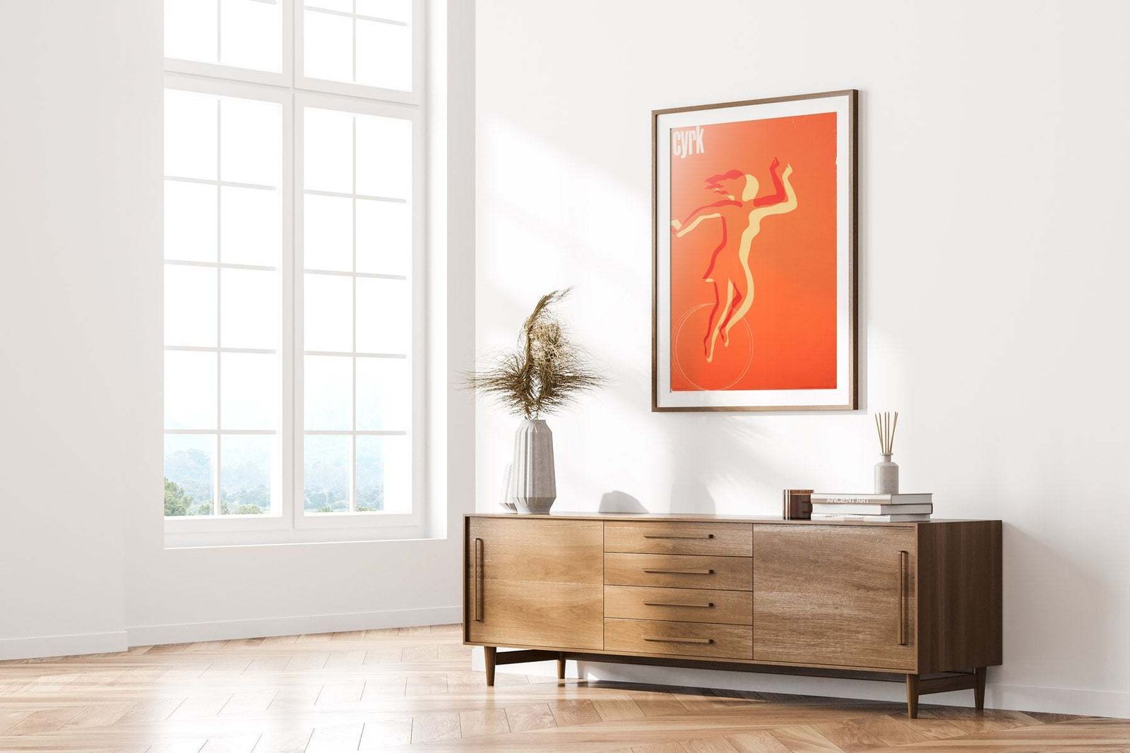 Cyrk Woman In Silhouette On Ball 1968 Polish Circus Poster, Holdanowicz photo furniture
