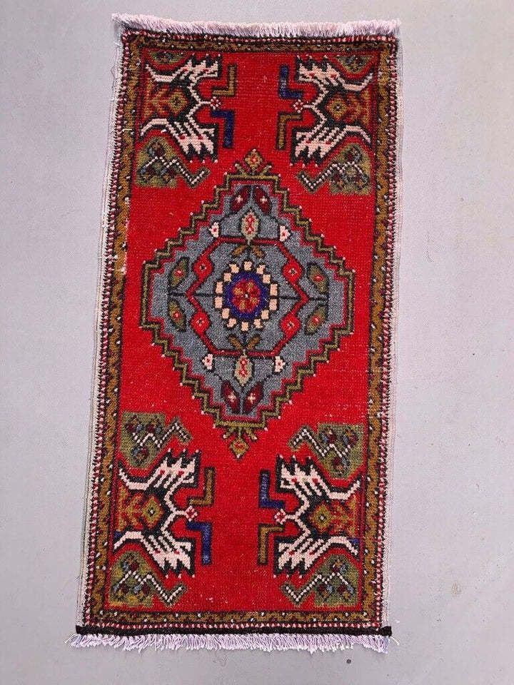 Small Vintage Turkish Rug 108x53 Cm, Short Runner, Tribal, Shabby Chic