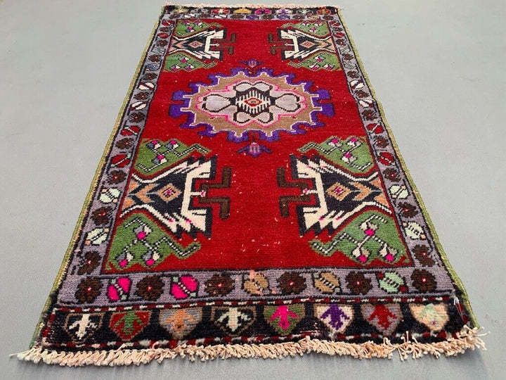 Small Vintage Turkish Rug 110x55 Cm, Short Runner, Tribal, Shabby Chic photo furniture