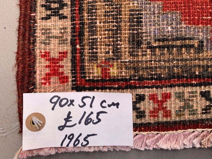 Small Vintage Turkish Rug 90x51 Cm, Short Runner, Tribal, Shabby Chic photo 165.0