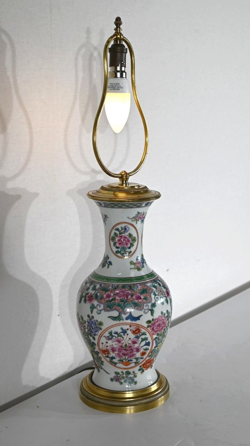 Chinese Porcelain And Brass Lamp   Early 20th Century photo furniture