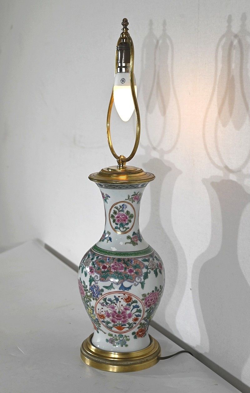 Chinese Porcelain And Brass Lamp   Early 20th Century photo for sale