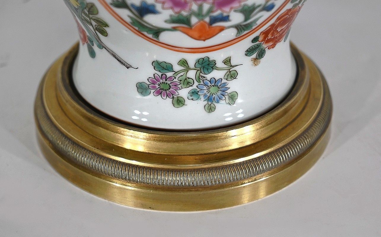 741.6 Chinese Porcelain And Brass Lamp   Early 20th Century photo